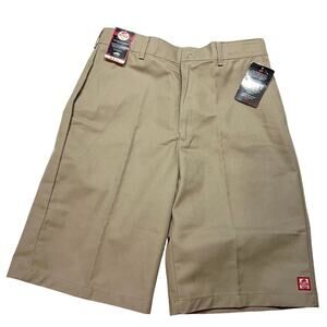 Vans x Red Kap Shorts Mens Size 34 Khaki Workwear Flat Front Canvas New